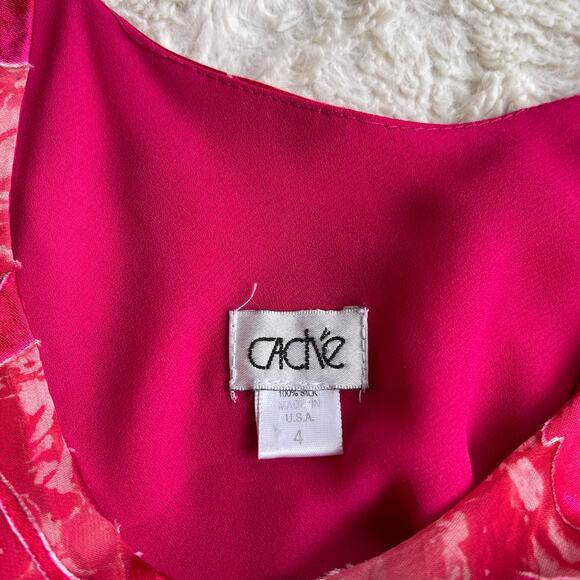 Cache silk floral burnout crop top pink cropped blouse sleeveless vintage Y2K 4 - Picture 4 of 13